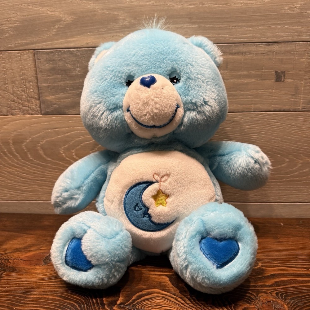 Care Bears Vintage 2002 Bedtime Bear Plush Blue Moon & Star